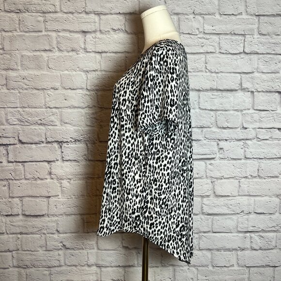Chelsea & Theodore Snow Leopard Print Blouse — Black & White, Women’s L/G - Picture 4 of 7